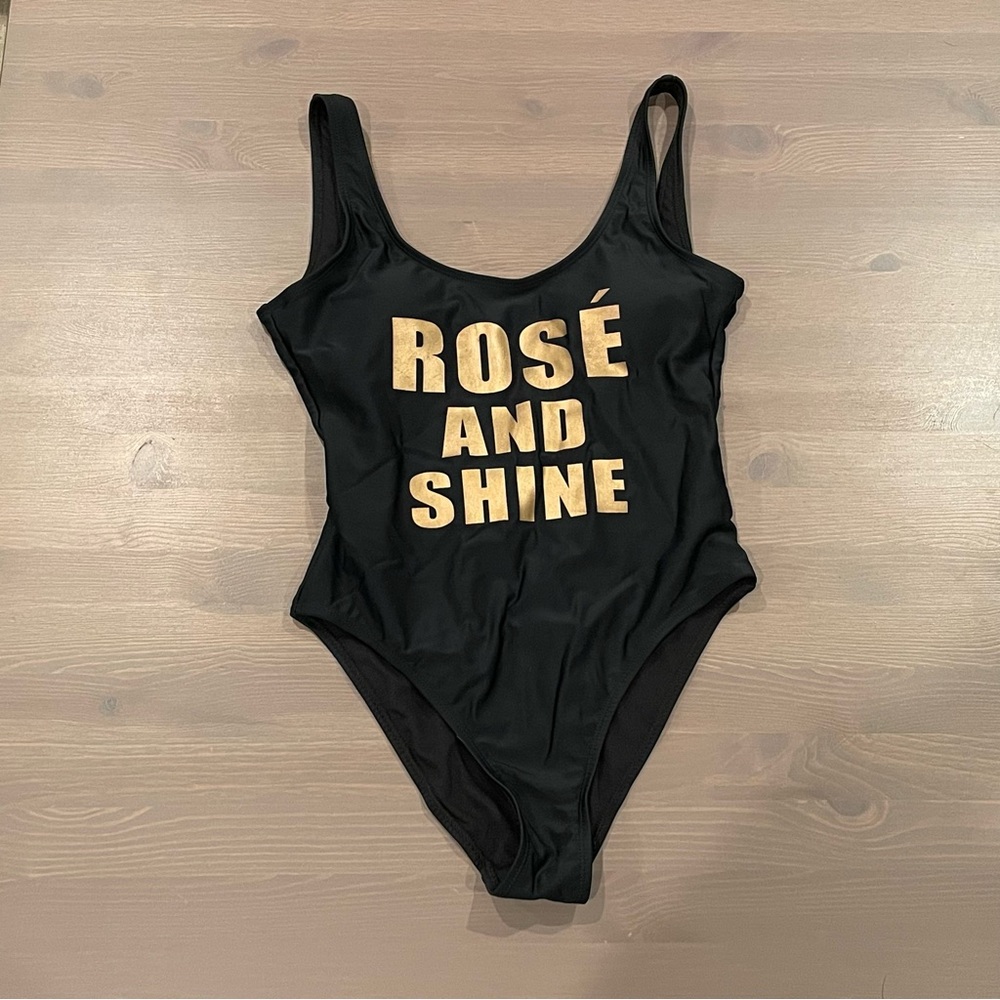 California Waves Rosé and Shine One Piece Black Bathing suit, M